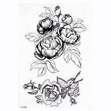 Черный цветок боди арт водонепроницаемые Временные татуировки сексуальные бедра руки татуировки Роза для женщин флэш-татуировки наклейки 2024 - купить недорого