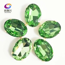Luz verde oval forma sew em pedras de Cristal de Vidro de Alta qualidade, de fundo de ouro garra de strass, Diy/Vestuário acessórios SWTG16 2024 - compre barato