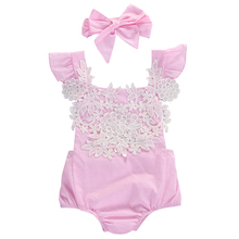 Body infantil fofo para recém-nascido, roupas para meninas bebês com renda floral rosa roupas para verão 0-18 meses 2024 - compre barato