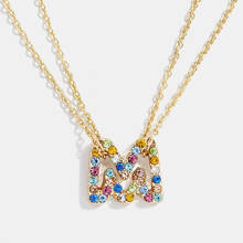 Multicolor Fashion Charm Crystal 26 Alphabet Pendant Necklace  Gold Maxi Chians Initial Letter Necklaces Couple Name Necklace 2024 - buy cheap