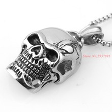 Fashion Men Jewelry 316L Stainless Steel Cool Skull Pendant with Chain 24 inches for Men Boys Gift Black/Gold/Silver Color 2024 - buy cheap