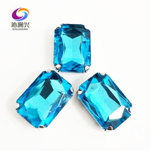 Diamantes de imitación con forma octogonal azul Lago, cristales de alta calidad, reverso plano, para coser en la garra, accesorios de ropa Diy, SWC12 2024 - compra barato