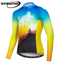 Men manga longa camisa de ciclismo anti-uv mtb bicicleta de estrada ciclismo roupas de bicicleta usa jaquetas maillot ciclismo azul amarelo 2024 - compre barato