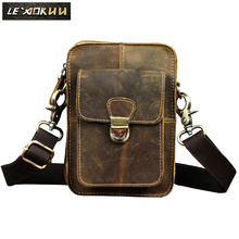 Male Fashion Leather Multifunction Travel Cross-body Messenger Bag Design 6" Phone Pouch Cigarette Case Waist Belt Bag Men 6401 2024 - buy cheap