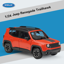 WELLY 1:24 литая под давлением модель автомобиля игрушка для Jeep Renegade City SUV 2015 для JEEP Cross страна автомобиль с оригинальной коробкой для ребенка подарок 2024 - купить недорого
