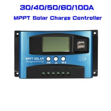 Controlador de carga Solar MPPT 30/40/50/60/100A, doble USB, pantalla LCD, 12V, 24V, cargador de celdas solares automático, regulador con carga 2024 - compra barato