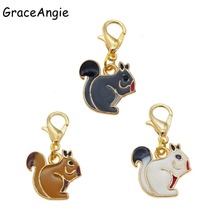 Mix 3pcs Squirrel Necklace Pendant Enamel DIY Keychain Earrings Animal Jewelry Making Dangle Charms Pendant with Lobster Clasps 2024 - buy cheap