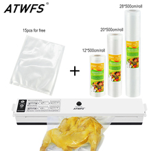 Пищевой вакуумный упаковщик ATWFS, Упаковочная упаковочная машина, вакуумный пакет для сохранения продуктов, рулоны контейнера 12 + 20 + 28 смх500 см 2024 - купить недорого