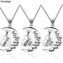 Nostalgia Baby Little Middle Big Sister Heart Necklace Moon Pendant Babygirl Jewlery I Love You To The Moon And Back 2024 - buy cheap