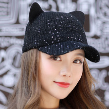 new fashion Autumn winter fashion Korean warm thicken simple knit solid hat comfortable women girls outdoor knit baseball hats 2024 - buy cheap