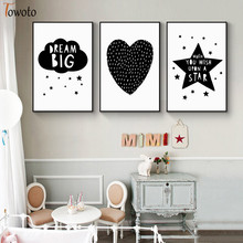Scandinavian Canvas Painting Nursery Wall Art Black and White Poster Print Minimalist Kids Bedroom Decorative Wall Pictures 2024 - buy cheap