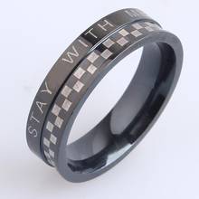 6mm black grid STAY WITH ME  316L Stainless Steel finger rings for men wmen wholesale 2024 - buy cheap