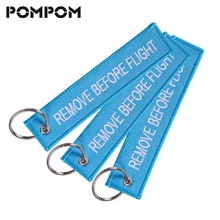 Remove Before Flight  Embroidery Key Fobs Chains Aviation Gifts Berloques Important Tag Sky Blue Jewelry OEM Key Chains Chaveiro 2024 - buy cheap