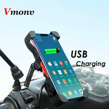 Suporte de guidão para motocicleta com carregador usb, suporte de celular e smartphone com rotação 360 para iphone 7 8 x samsung 2024 - compre barato