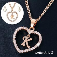 26 Letters Alphabet A To Z Initial Cubic Zirconia Heart Pendant Women Necklace 2024 - buy cheap