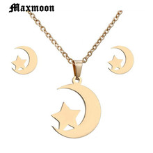Maxmoon-conjunto de joyas con forma de luna y estrella para mujer, collar con colgante de Color dorado, cadena Simple, venta al por mayor 2024 - compra barato