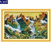 Nkf mountain stream padrão chinês ponto cruz 14ct 11ct, bordado de bordado contagem ponto cruz kits para decoração doméstica 2024 - compre barato