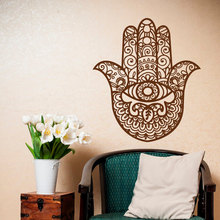 Hamsa adesivo de parede de mão olho de buda indiano, decalque de parede para estúdio de ioga, decoração de meditação, boêmio, papel de parede para casa, poster de vinil, arte az821 2024 - compre barato