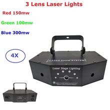 Canhão de laser dmx colorido, 4 unidades 3 olhos 500mw vermelho verde azul rgb multi cores, canhão de animação dj disco festa decoração de palco luzes laser 2024 - compre barato