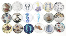 24pcs Interchangeable DIY Snap Jewelry 18mm Glass Cabochon Ocean Seashell Conch Seahorse Button for Bracelet Necklace Earring 2024 - buy cheap