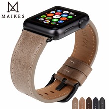 MAIKES Leather Watchband For Apple Watch Band 45mm 41mm 44mm 40mm 42mm 38mm Series 7 6 SE 4 3 iWatch Watch Strap 2024 - buy cheap