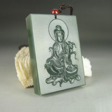 KYSZDL Natural Chinese Hetian jade hand-carved Guanyin pendant fashion sweater chain pendant jade jewelry gifts 2024 - buy cheap