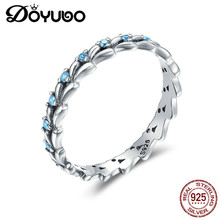 Женское кольцо DOYUBO из стерлингового серебра 925 пробы в европейском стиле с голубым фианитом, роскошное свадебное кольцо, ювелирные изделия AGB035 2024 - купить недорого