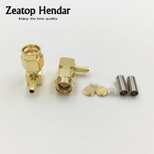 100Pcs Brass Gold Plated SMA / RP-SMA Male Plug Right Angle for Crimp Coaxial RG174 RG316 RG178 LMR100 Cable Wire RF Connector 2024 - buy cheap