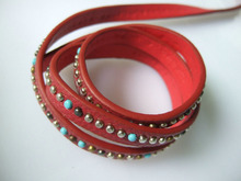 1 metro, 10x2,5mm, cordón plano rojo de cuero PU para joyería con remache para fabricación de joyería artesanal 2024 - compra barato
