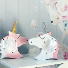 2018 New Wooden Unicorn Piggy Bank Scandinavia Decoration For Kids Room Pink Money Box For Girl Room Decor Scandinavia Decor 2024 - buy cheap
