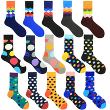 Funny Colorful Happy Socks Classic Plaid Dot Combed Cotton Sokken Harajuku Geometric Lattice Striped Hip Hop Calcetines Hombre 2024 - buy cheap