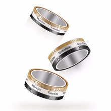 Креативное кольцо с календарем, три цвета, вращающееся кольцо из нержавеющей стали, кольцо для пары, подарок на день рождения для мужчин и женщин, влюбленных 2024 - купить недорого
