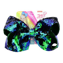 8" Sequin jojo Bows Rainbow Large Hair Bows Hairgrips Kids Handmade Boutique Knot Jumbo Hair Clips Hair Accessories for Girl 2024 - buy cheap