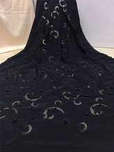 black colors African French Lace Fabric High Quality African Tulle Lace Fabric with beads BZL-12.1914 2024 - buy cheap