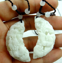 Colgante de Piedra liantiana China natural, estatua tallada a mano de dragón y Fénix, collar, amuleto, 49x19MM, venta al por mayor 2024 - compra barato