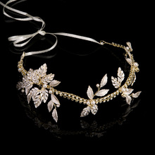FORSEVEN New Fashion Gold/Silver Color Leaves Rhinestone Hairband Pearls Bride Headband Tiaras Headdress Wedding Hair Jewelry 2024 - buy cheap