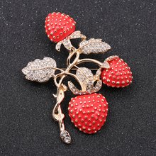 stawberry rhinestones bead brooch patches applique vintage crystal fabric pin on patch fashion clothing bags decoration patch 2024 - buy cheap