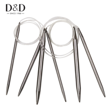 D & d agulhas de tricô redondas de aço inoxidável, agulhas de tricô, crochê, pinos de tecelagem, ferramentas de bordado, 4mm/7mm/10mm 2024 - compre barato