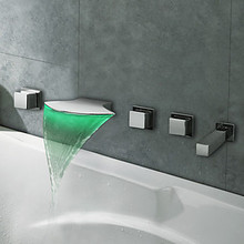5 шт. хромированная отделка латунный светодиодный Водопад настенный смеситель для ванны Набор смесителей 2024 - купить недорого
