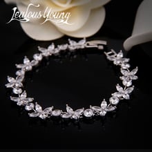 Pulseira com pingente flor de zircônia, bracelete feminino clássico de zircônia para mulheres 2017 2024 - compre barato