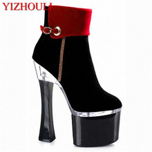 Women's sexy motorcycle Boots thick heel boots sexy 7 inch high-heeled pumps Punk color block 18cm High Heels Ankle Boots 2024 - buy cheap