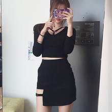 Sexy Women Irregular Cotton High Waist Bandage Skirt Mini Bodycon Short Skirt Black Solid Slim Clubwear Harajuku New Hot Fashion 2024 - buy cheap