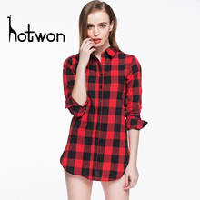 Europe and America Women Blouses Long Shirts Single Breasted Plaid Cotton Shirt Wild Casual Streetwear Shirt Plus Size Blouse 2024 - buy cheap