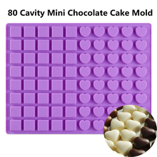 Forma de bolo de chocolate com 80 cavidades, mini molde de silicone para decoração de bolo, doces, açúcar, gelatina, chocolate, massas, ferramentas de decoração 2024 - compre barato