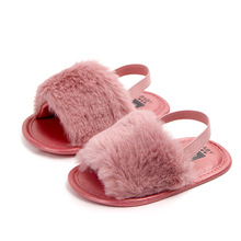 Toddler Soft Hair Style Classic Baby Girl Slipper Sandals Breathable Baby Faux Fur Shoes Simple Elastic Sandals Princess Baby 2024 - buy cheap