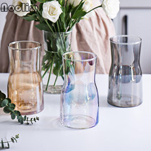 Enfeites largos de vaso de vidro, vaso pequeno, arranjo de flores, enfeites de mesa, artesanato feito à mão 2024 - compre barato