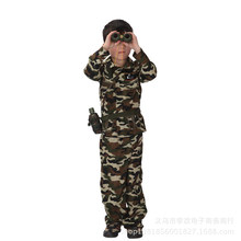 Новый детский Камуфляжный костюм на Хэллоуин, военная униформа, маскарадный костюм для мальчиков, топ и штаны, комплект детской одежды из 2 предметов, детский день G 2024 - купить недорого