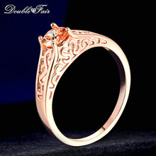 Double Fair New Rings For Women Princess Cut Orange Crystal Engagement  Ring Rose Gold Color Vintage Style Jewelry Anel DFR125 2024 - buy cheap