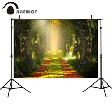 Allenjoy photography background Fantasy forest tree maple leaf road natural view backdrop photo studio photocall photophone prop 2024 - buy cheap