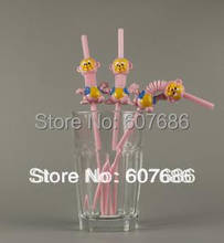 Wholesale 50 Pieces Recyclable Plastic Drinking Straws 6*230mm Monkey Food-grade Material Children Kids Boy Girl Party Supplies 2024 - buy cheap